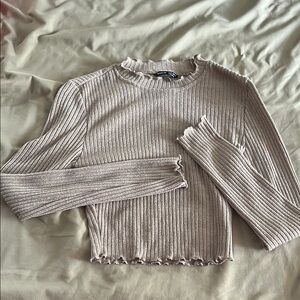 SHEIN Ribbed Knit Top - Beige